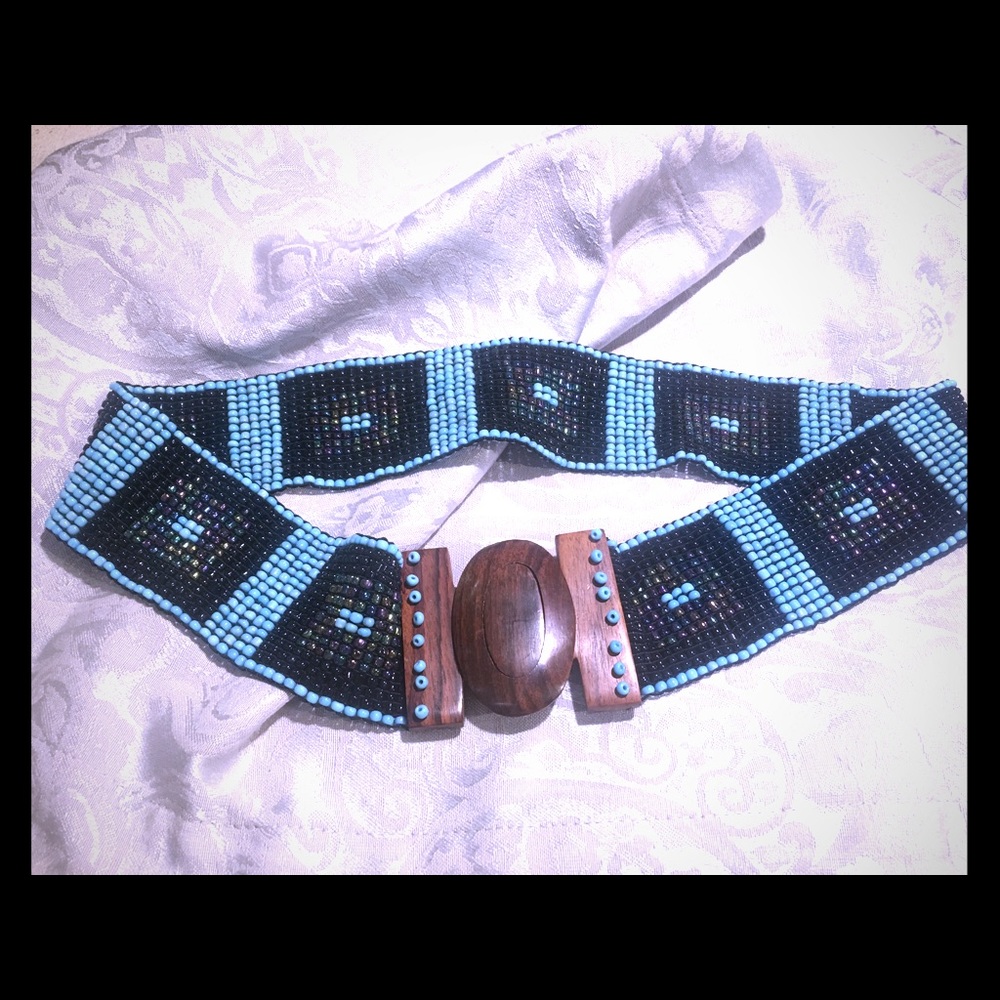 Blue turquoise beaded belt